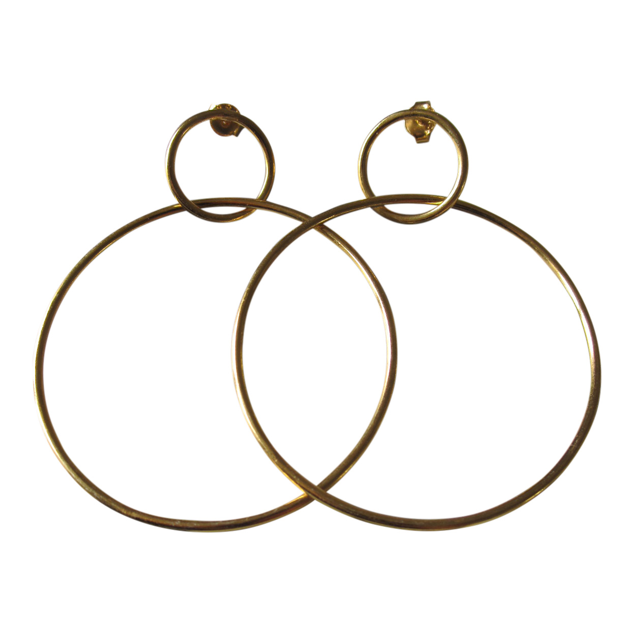 silver jewellery Gold Plated Double Circle Hoop Earrings