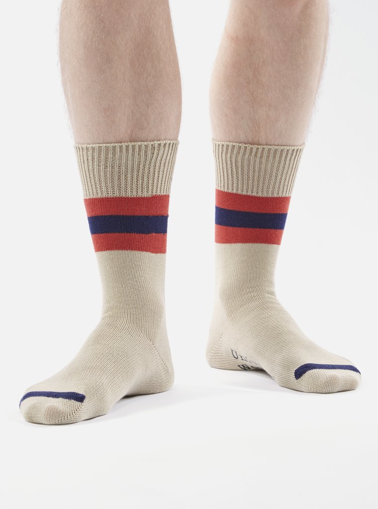 Universal Works Sport Stripe Sock - Ecru