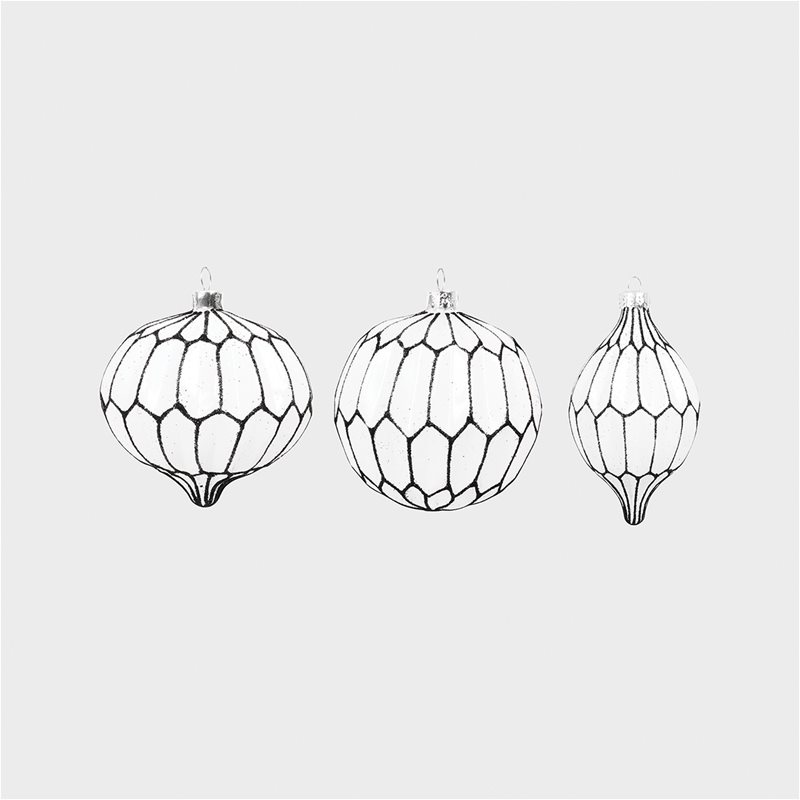 &klevering Black and White Ornaments - Set of 3