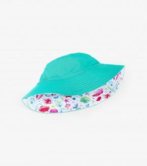 Reversible Green Cotton Baby Hat Treasures Of The Sea LAST 6 9 MONTHS