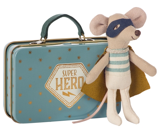 Maileg Superhero Mouse In Suitcase