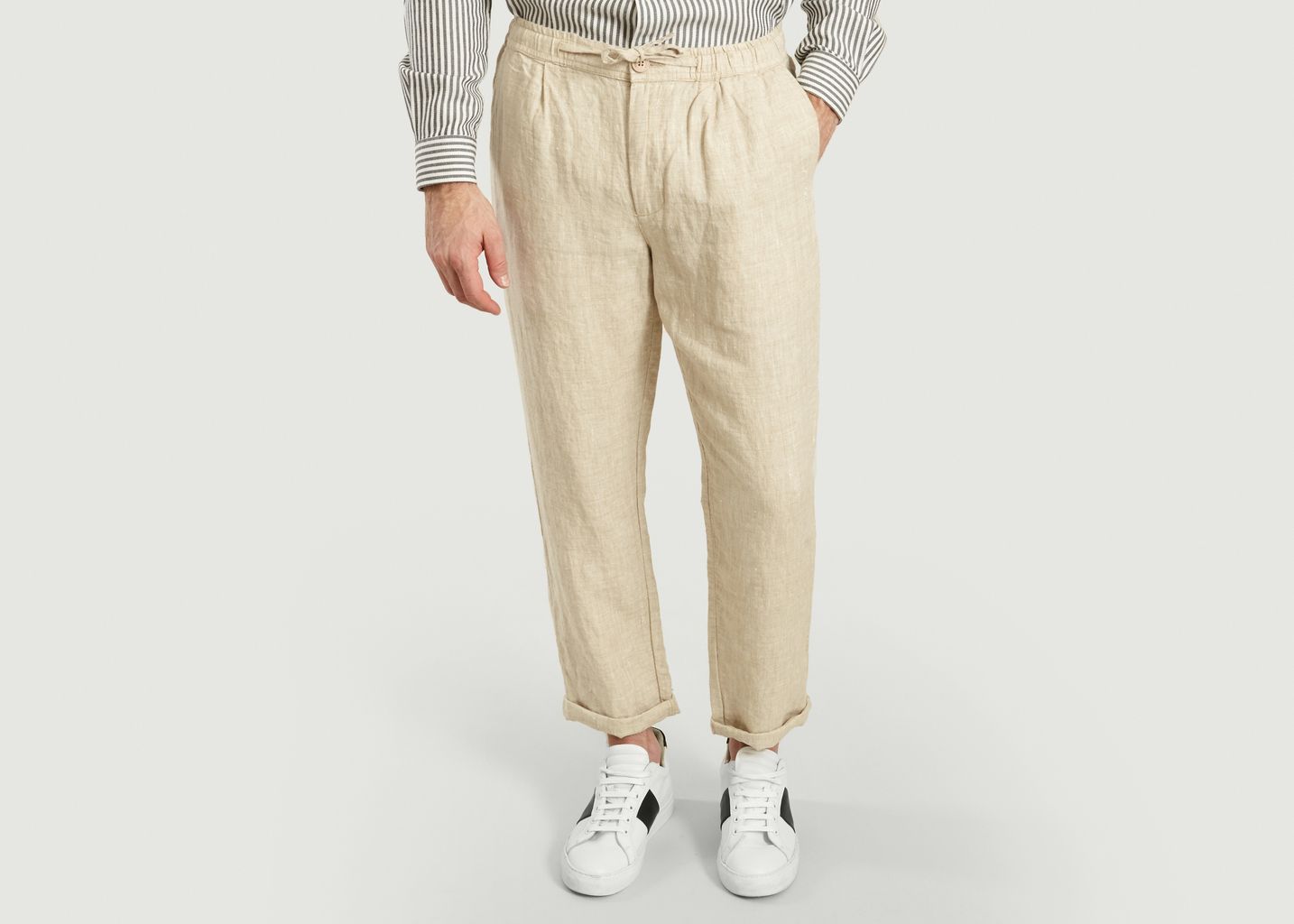 Knowledge Cotton Apparel  Light Feather Grey Birch Linen Trousers