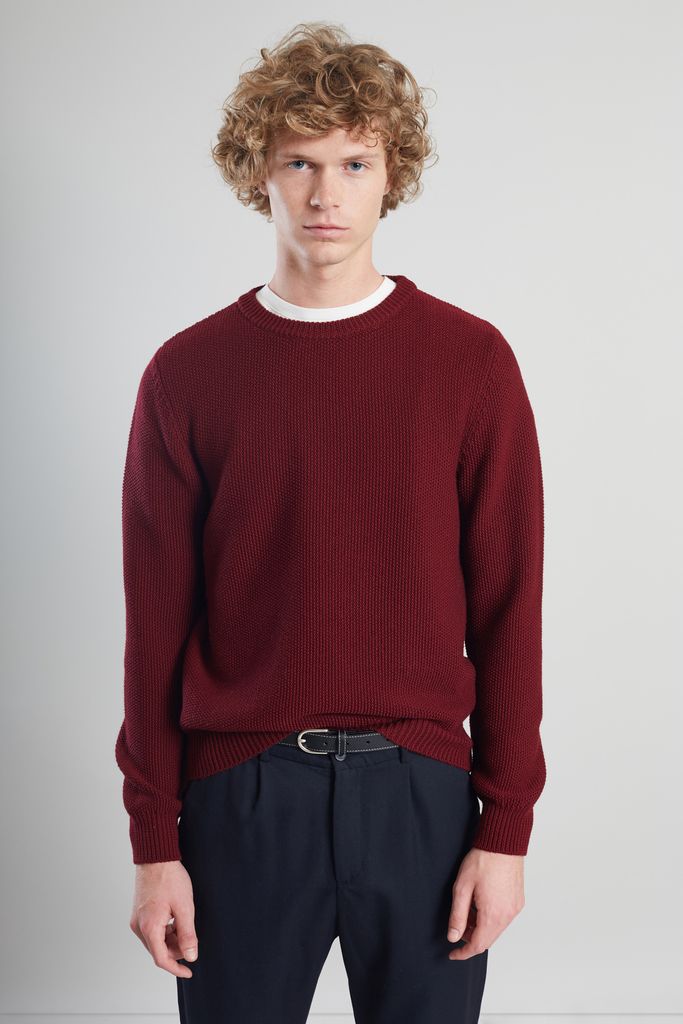 L’Exception Paris Bordeaux Red Merino Textured Knit Jumper