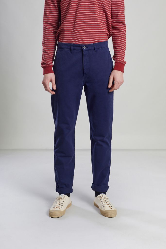 L’Exception Paris Navy Blue Chino Twill Trousers