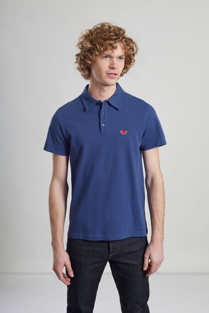 L’Exception Paris Navy Blue Bird Embroidered Polo