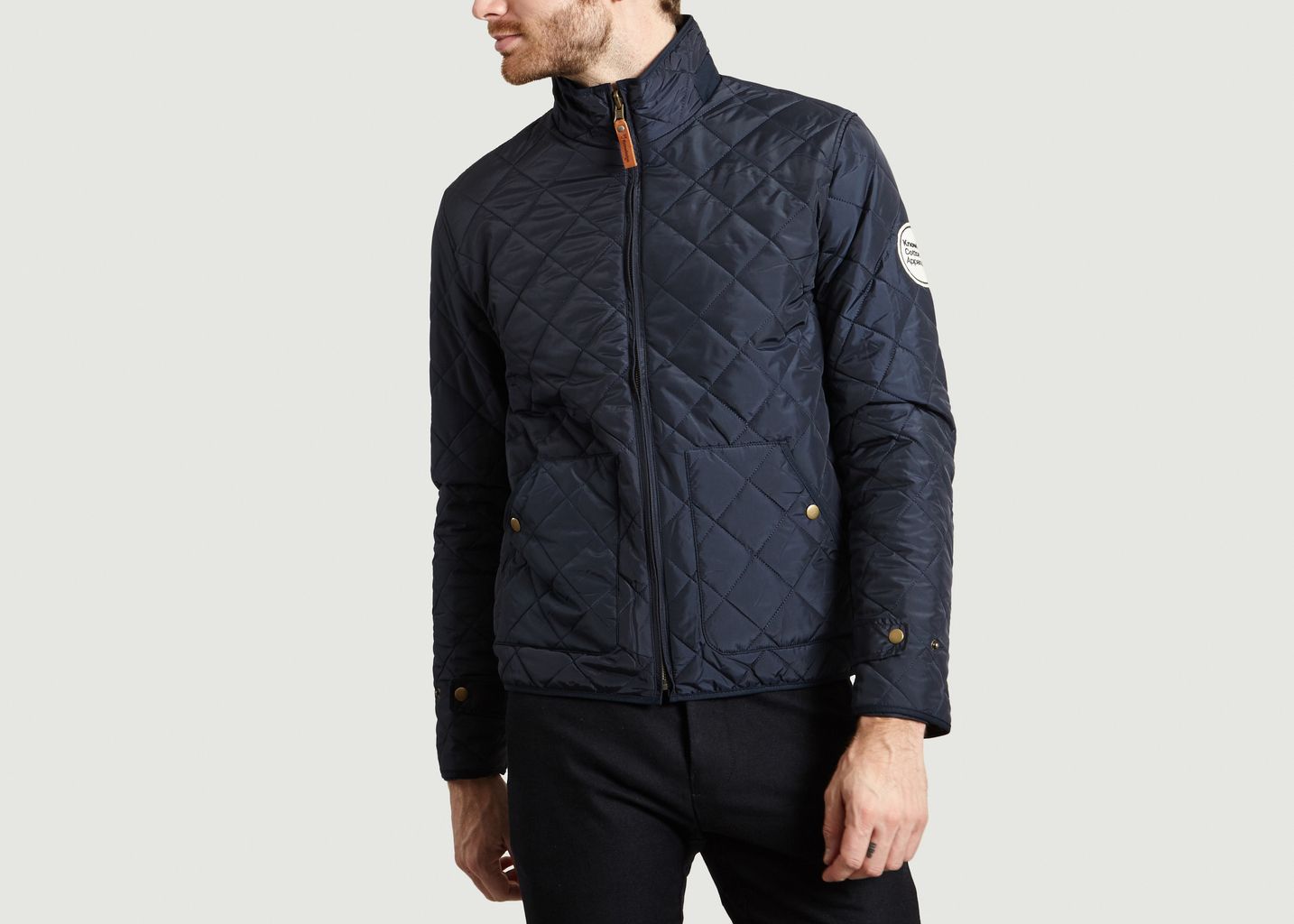 Knowledge Cotton Apparel  Navy Blue Reversible Quilted Jacket