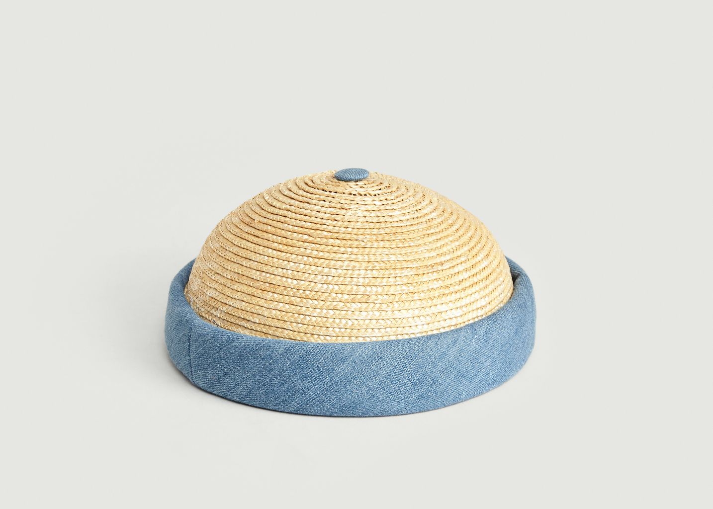 Brown and Blue Straw Miki Hat