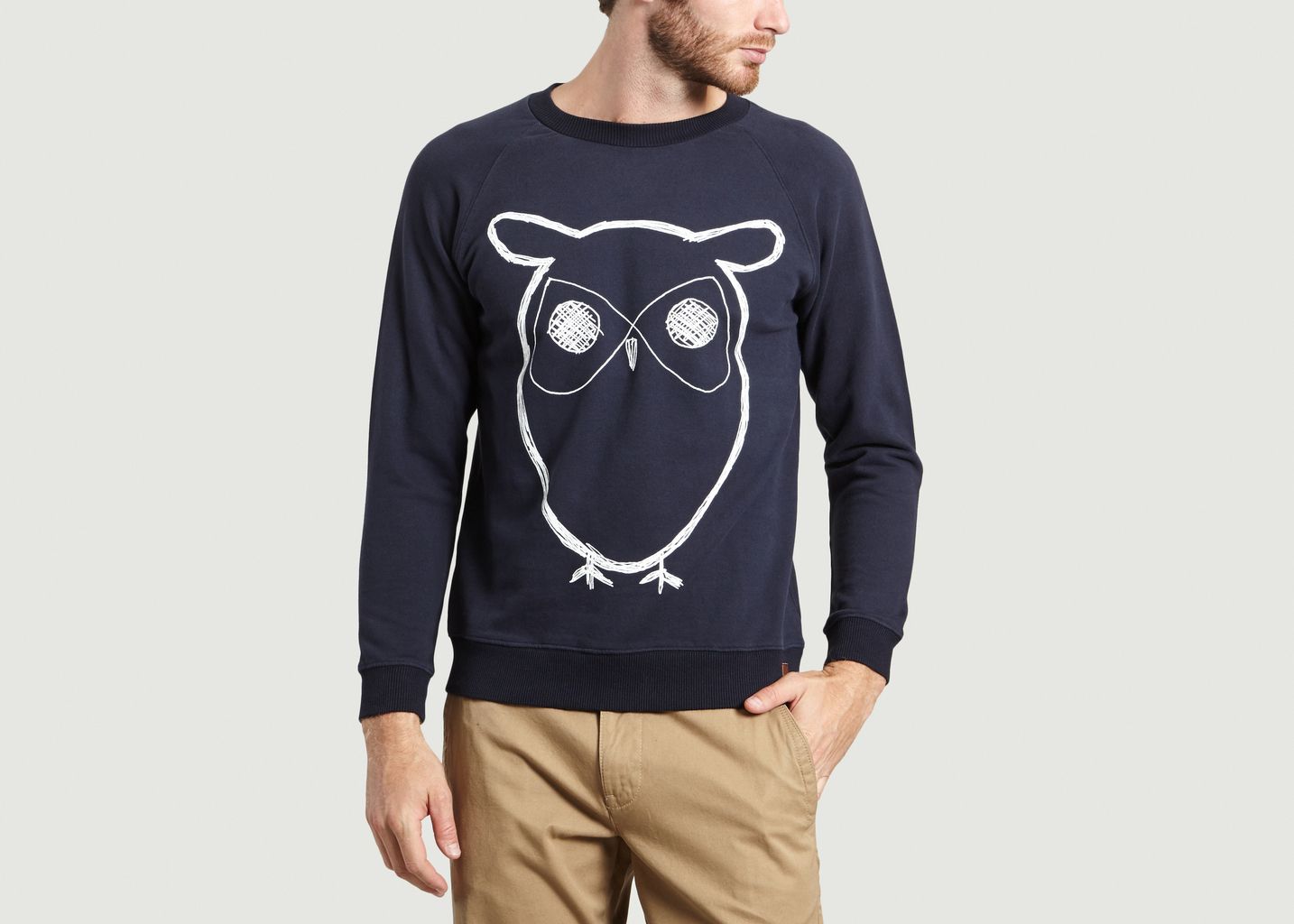 Knowledge Cotton Apparel  Navy Blue Owl Sweatshirt