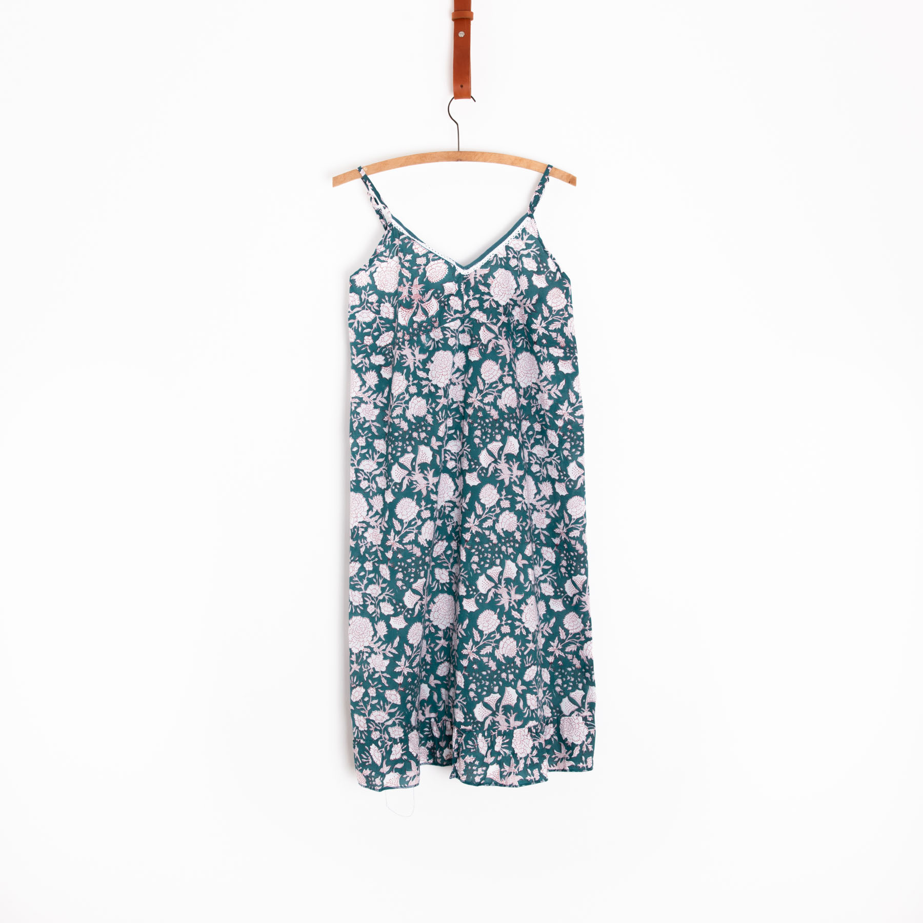 Bunti Hand Bock Printed Cotton Camisole Nightdress - Pahi