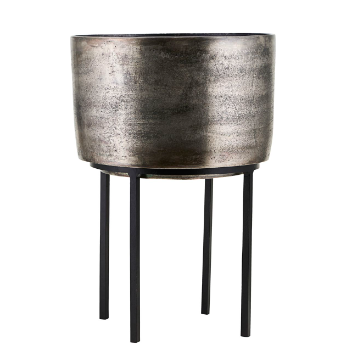 House Doctor Oxidised Silver Plant Pot & Stand