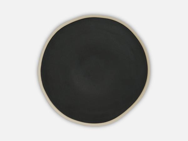 Folkdays Ceramic Plate With White Rim Black Small