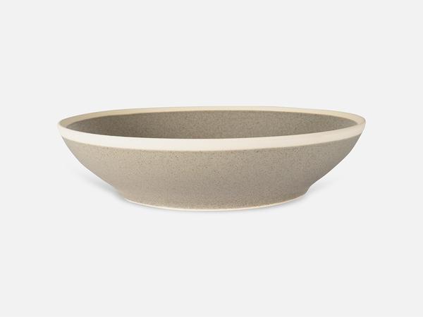 Folkdays Flat Ceramic Bowl With White Rim Grey Small