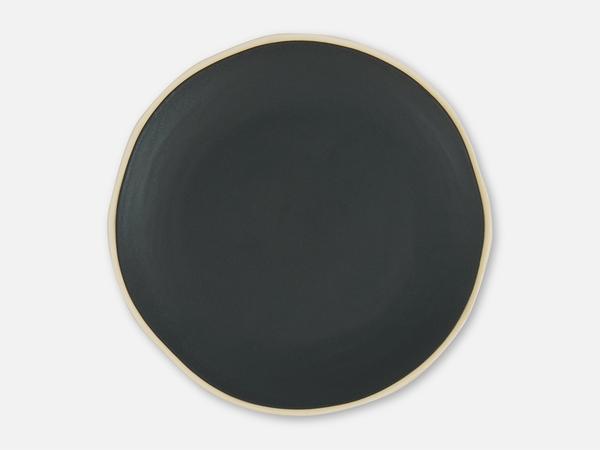 Folkdays Ceramic Plate With White Rim Grey Big