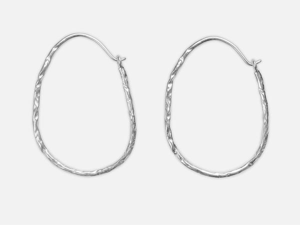 Folkdays Hammered Hoops Oval Silver