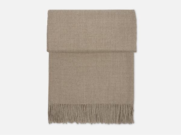 Folkdays Alpaca Wool Blanket With Fringes Beige