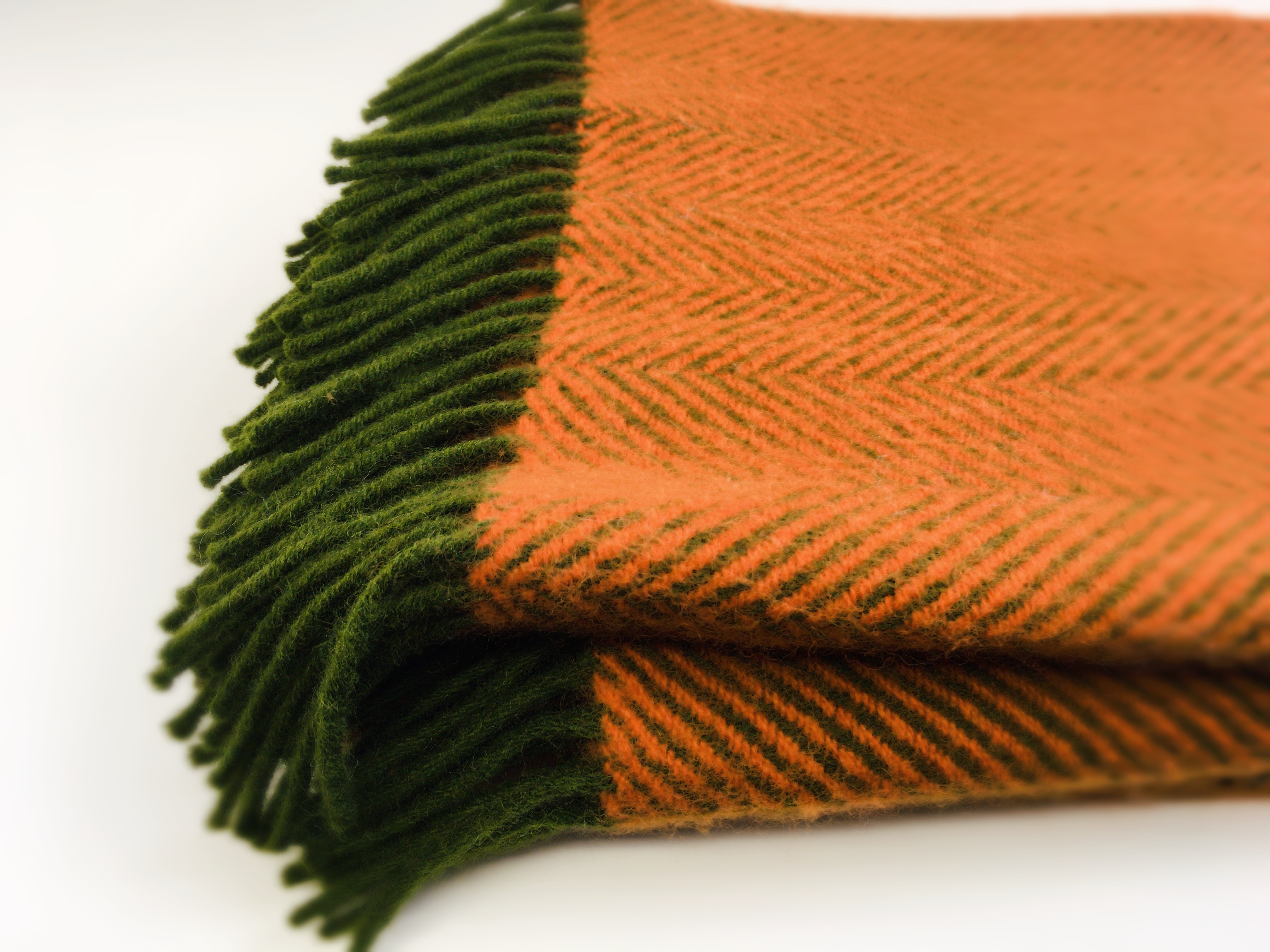 D&T Design Blanket Wool Herringbone Green / Orange Fb 0437