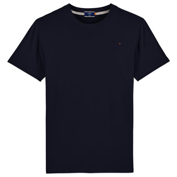 Rich Navy Orange Label Vintage Embroidery T Shirt