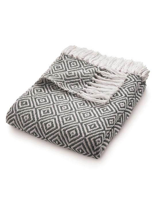 Woven Diamond Throw Warm Grey