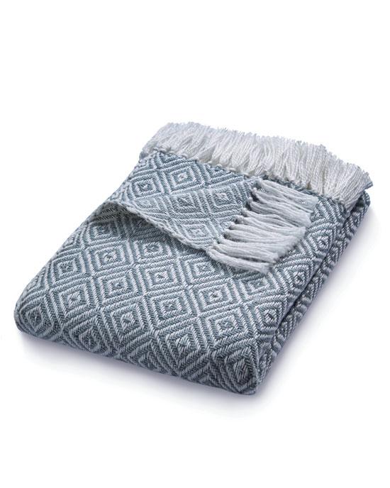 Woven Diamond Throw Denim Blue