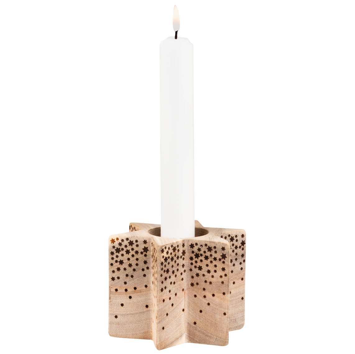 Räder Wooden Star Shaped Candle Holder with Star Engraving 