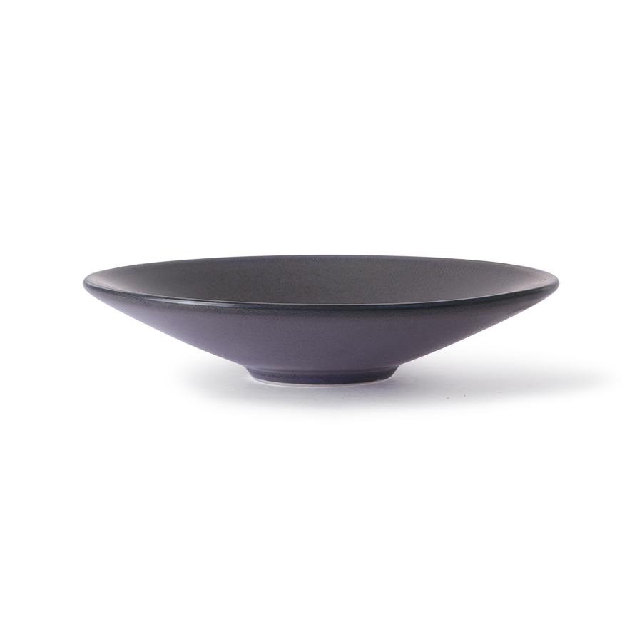 Set of 2 Ceramic Flat Bowls - Purple