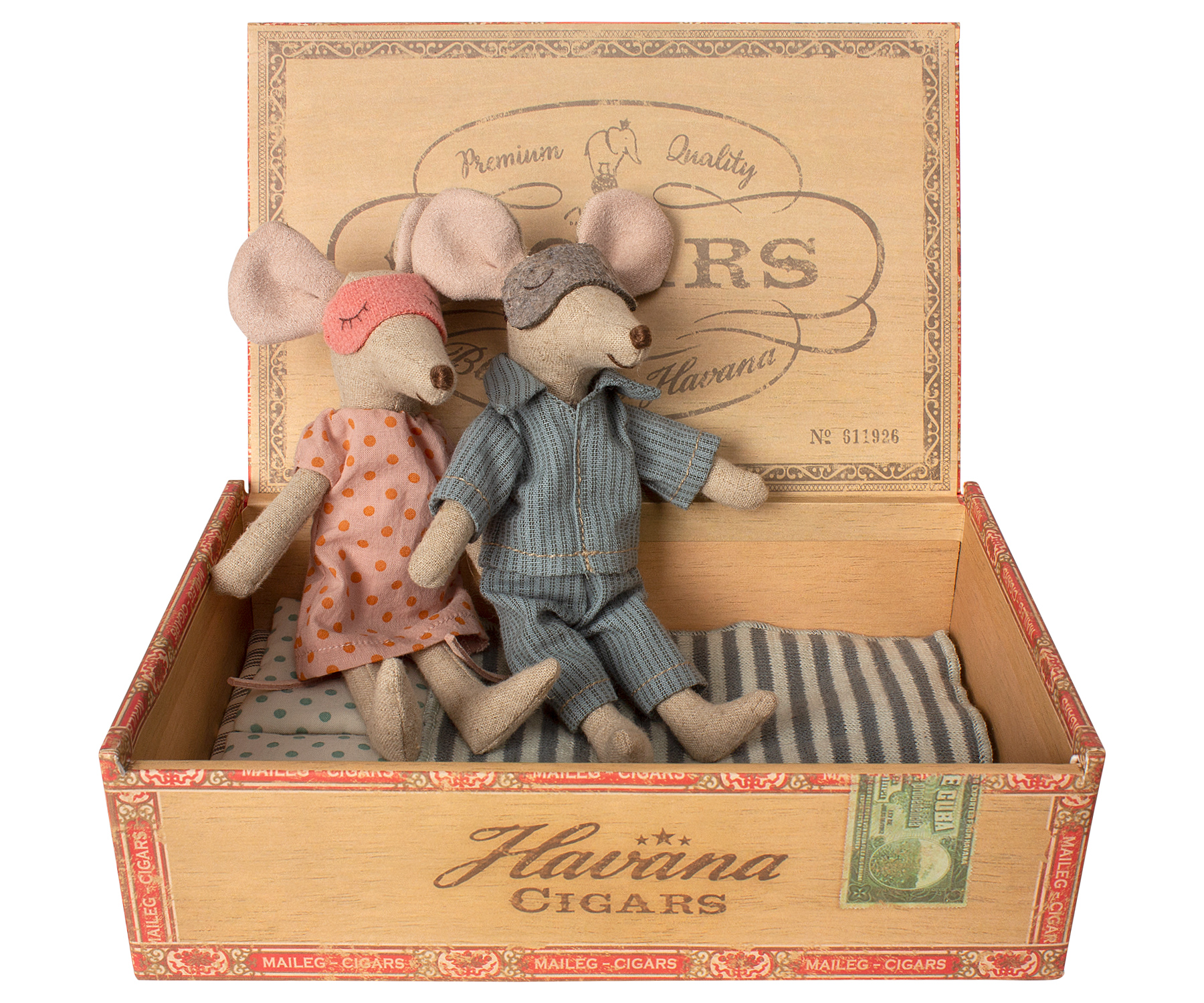 Maileg Mum and Dad Mouse in Cigar Box
