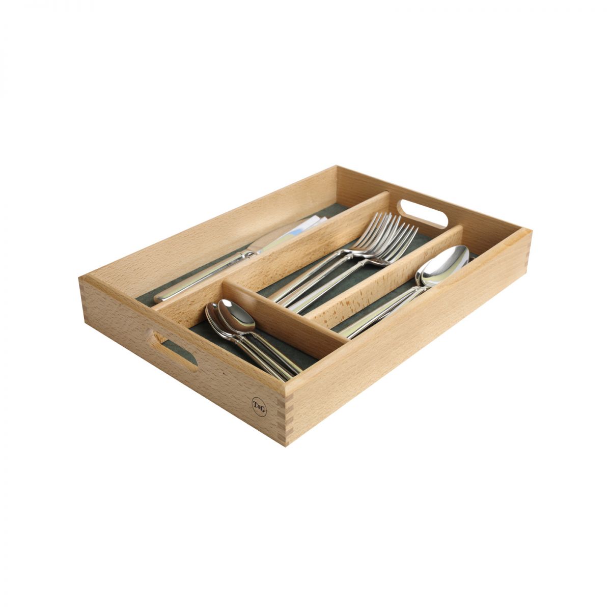T&G Beech Wood Cutlery Tray