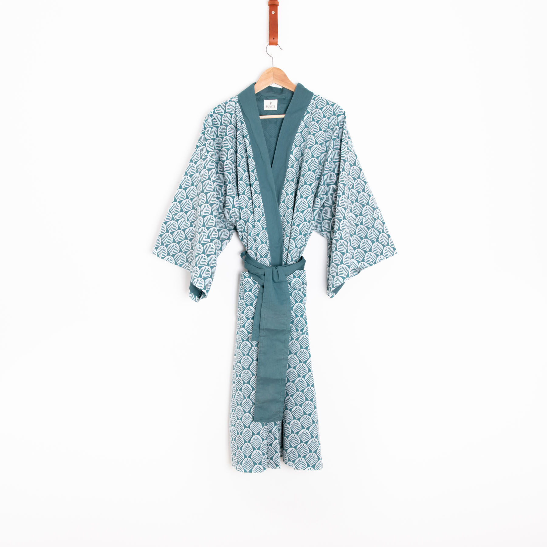 Bunti Hand Block Printed Kimono Dressing Gown Robe - Lopa