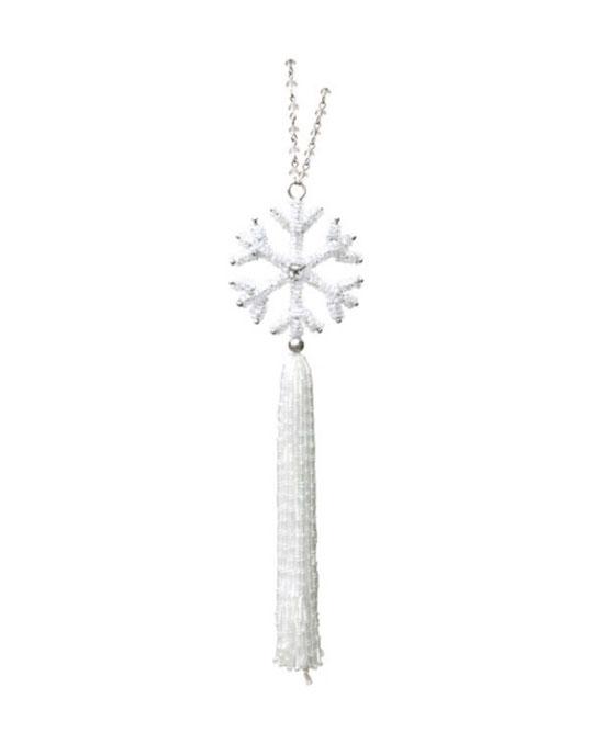 Culinary Concepts White Beaded Snowflake W Tassel