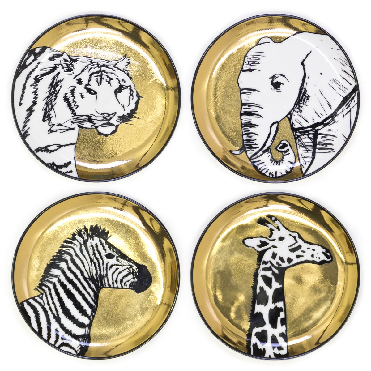 Jonathan Adler Set of 4 Gold Animalia Coasters