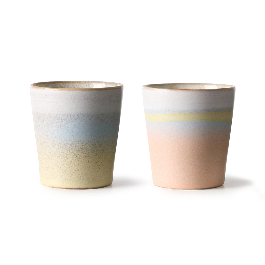 HK Living Suites Special Ceramic 70’s Mugs Horizon Set of 2