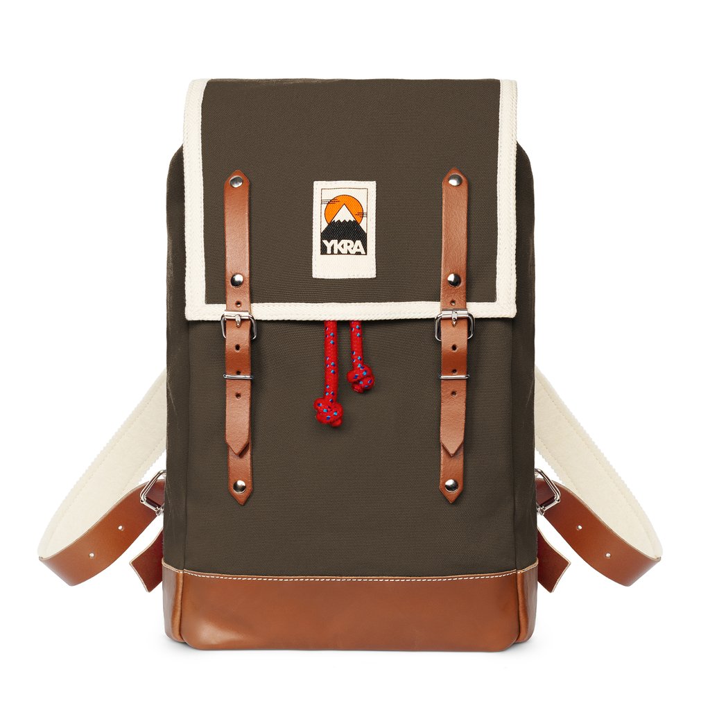 YKRA Matra Mini Leather Strap Backpack Khaki