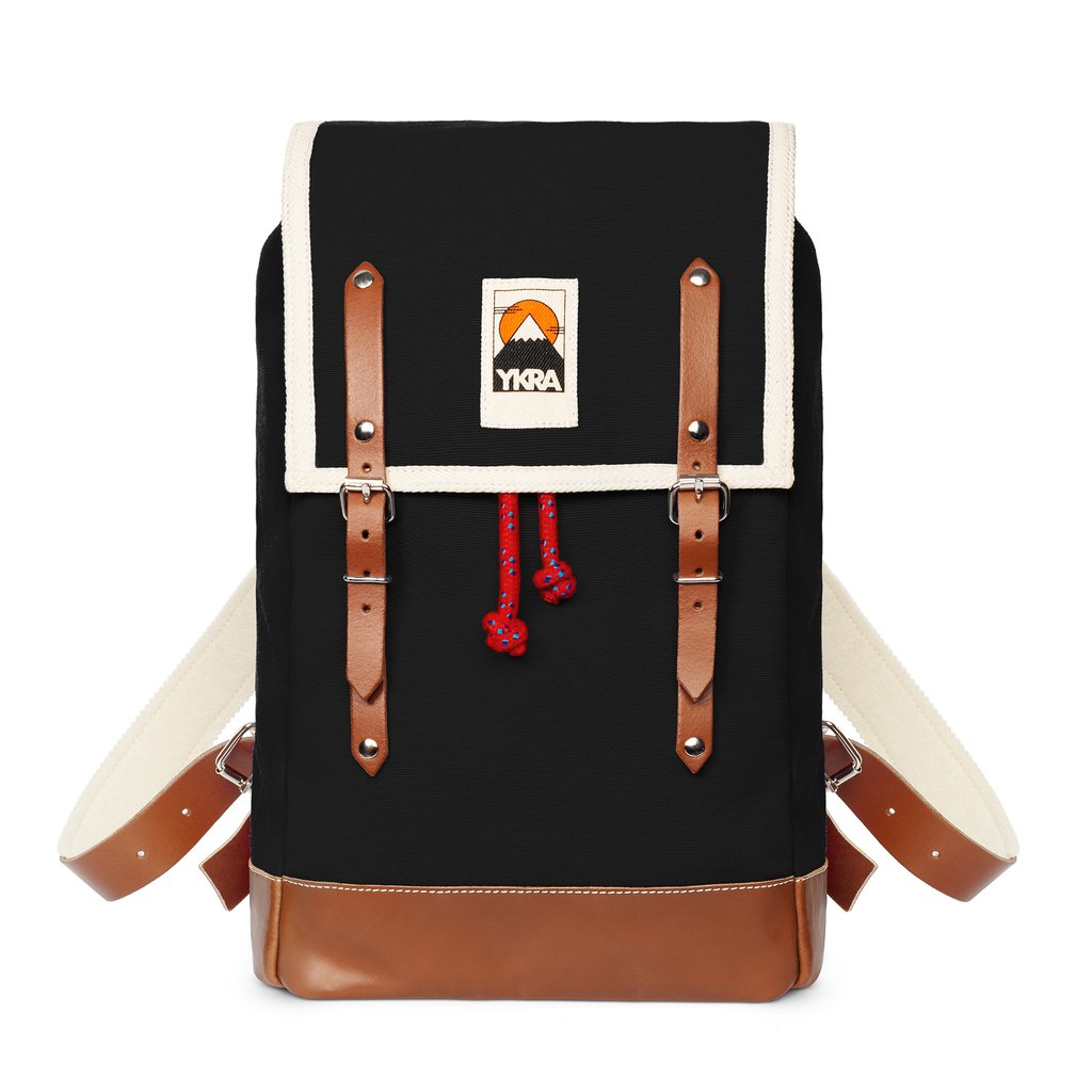 YKRA Matra Mini Leather Strap Backpack Black