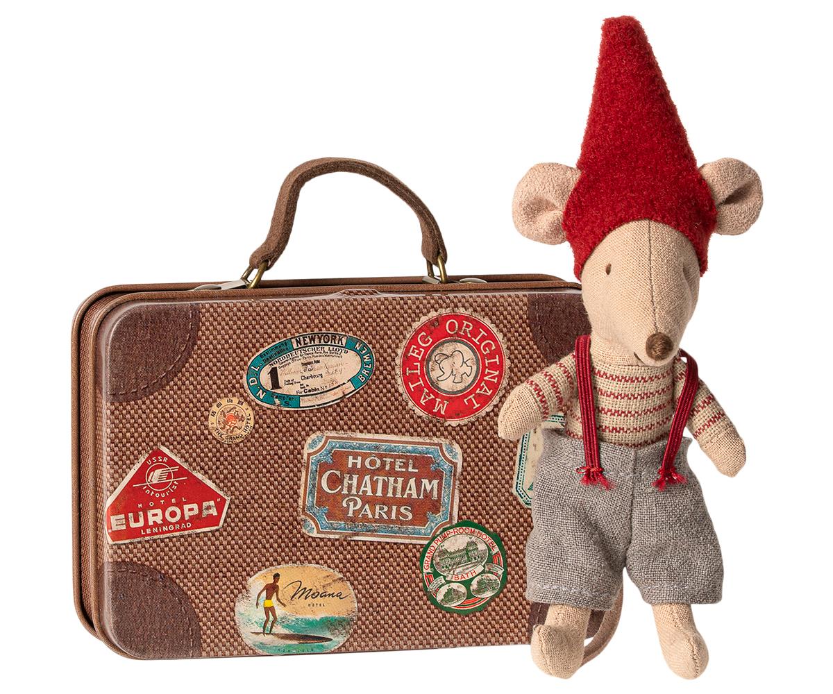 Maileg Little Brother Christmas Mouse in Suitcase