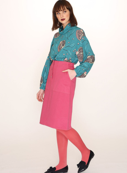 pepaloves Cotton Midi Skirt In Pink