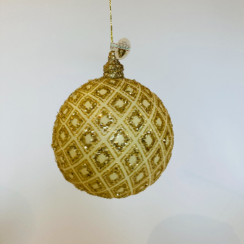 Goodwill Christmas Baubles in Gold and Creme with Rhombus