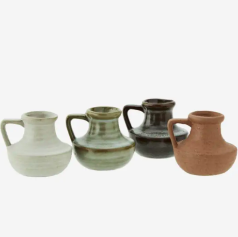 Madam Stoltz 4 Tiny Stoneware Jug Vases