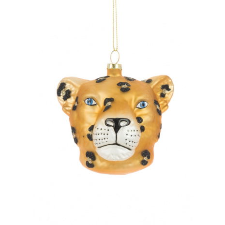 Or & Wonder Collection 8cm Bauble Glass Leopard Head