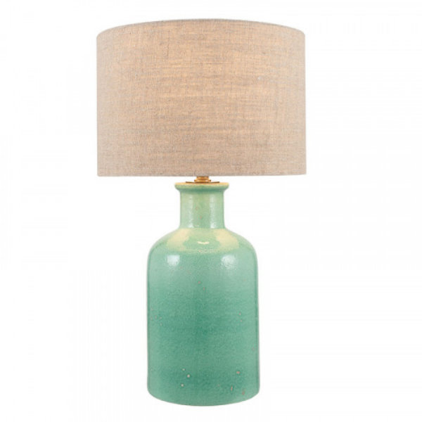 MOR Interiors Green Glaze and White Table Lamp