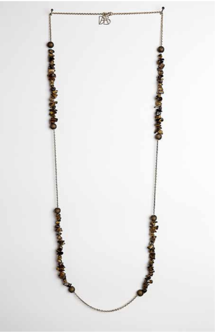 Tiger Eye And Bronze Gold Plated Necklace