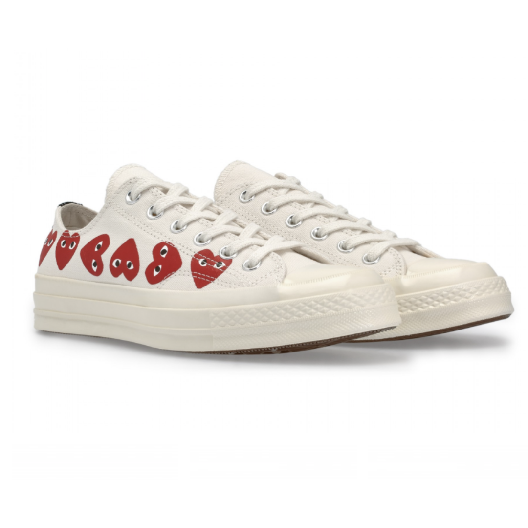 Play Converse Multi Red Heart Chuck Taylor All Star 70 Low White Shoes