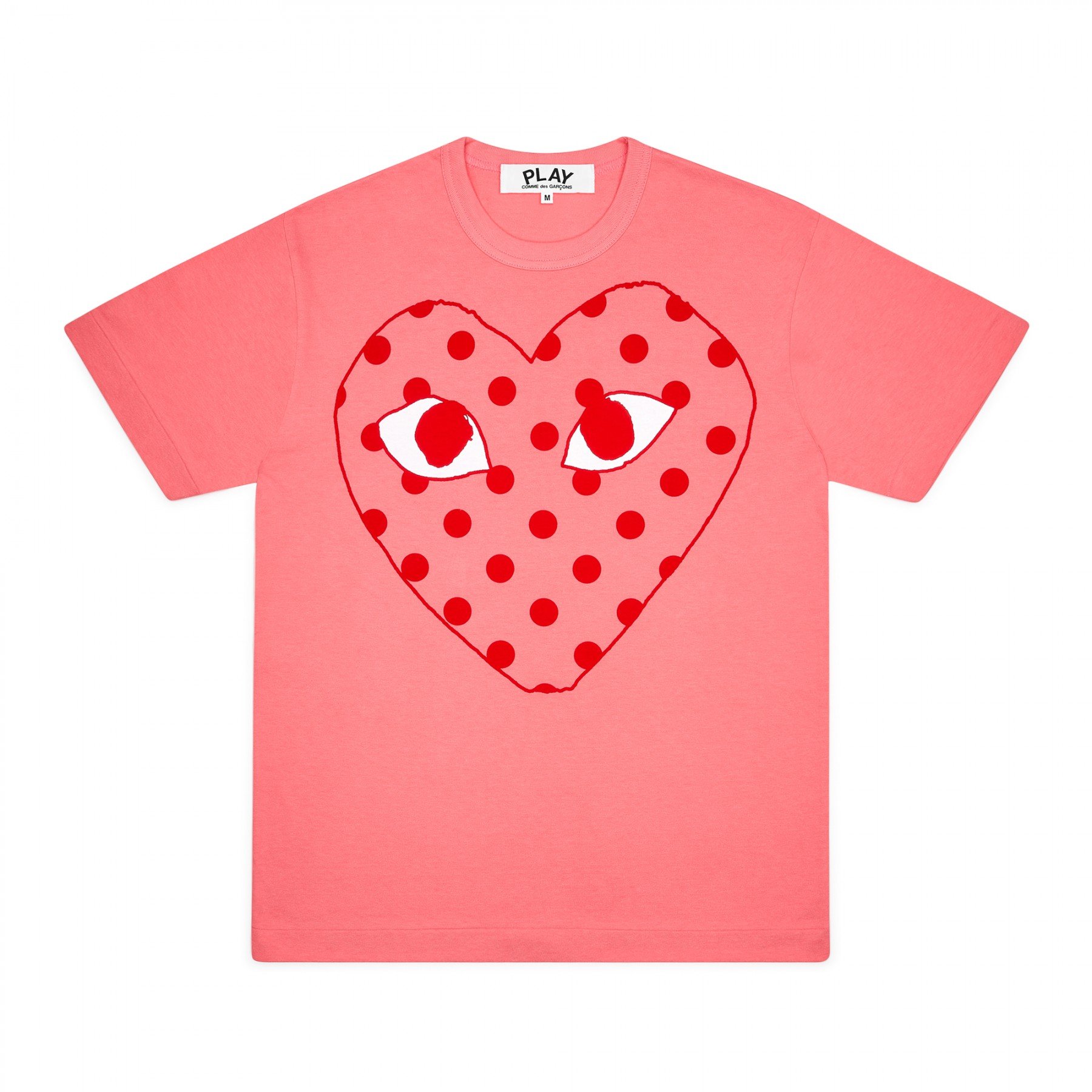 Comme des Garcon Play Bright Spotted Heart T Shirt Pink