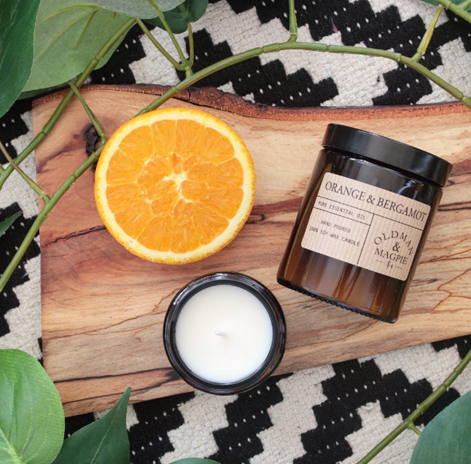 Old Man & Magpie Orange and Bergamot Pure Natural Essential Oil Soy Wax Candle
