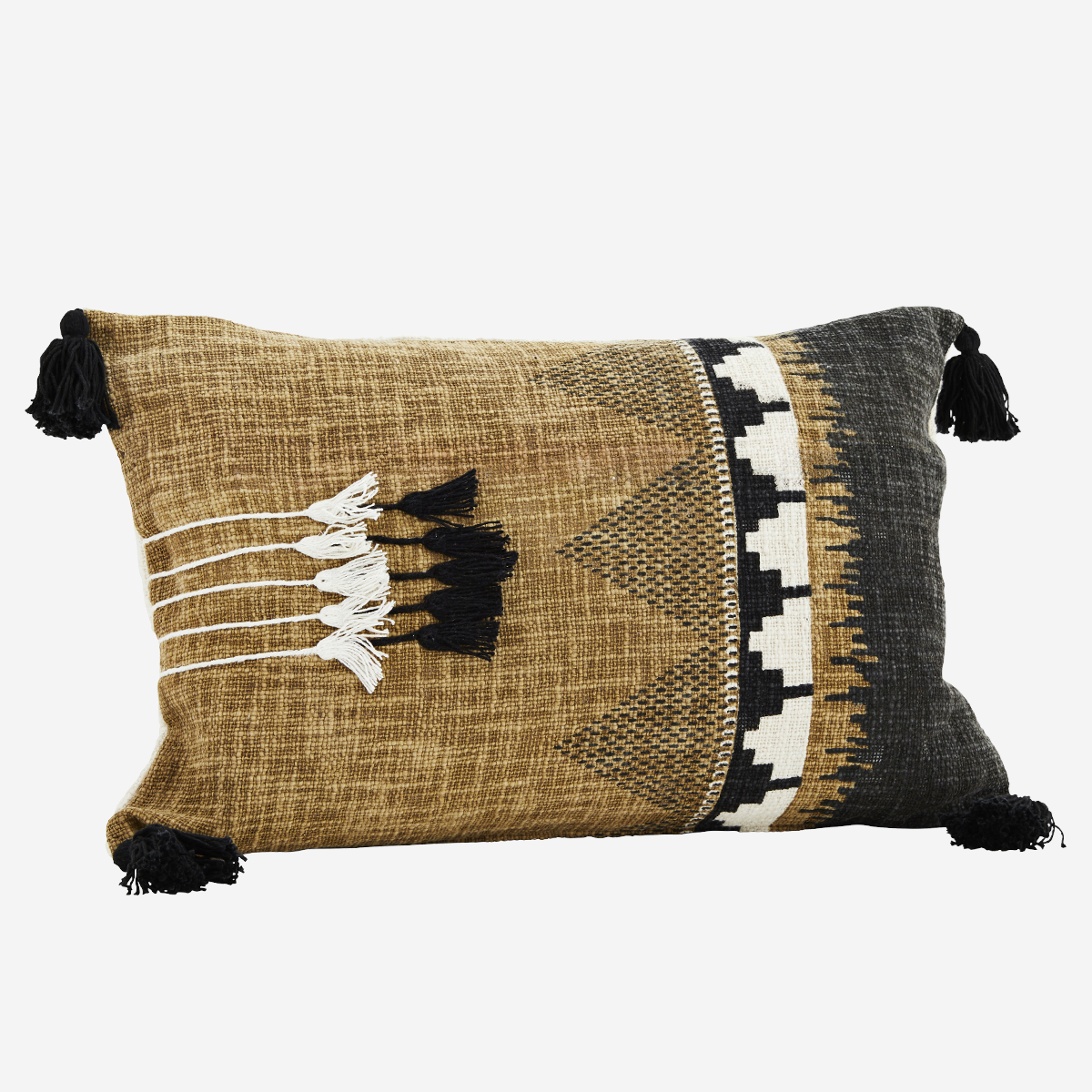 Madam Stoltz Tapenade Black and Off White Printed Cushion Cover