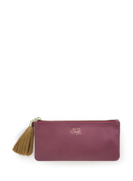 Burgundy Tassel Pencil Pouch