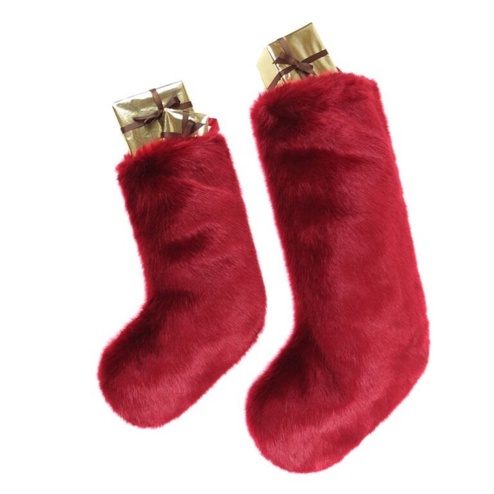 Helen Moore Large Crimson Luxury Faux Fur Christmas Stocking