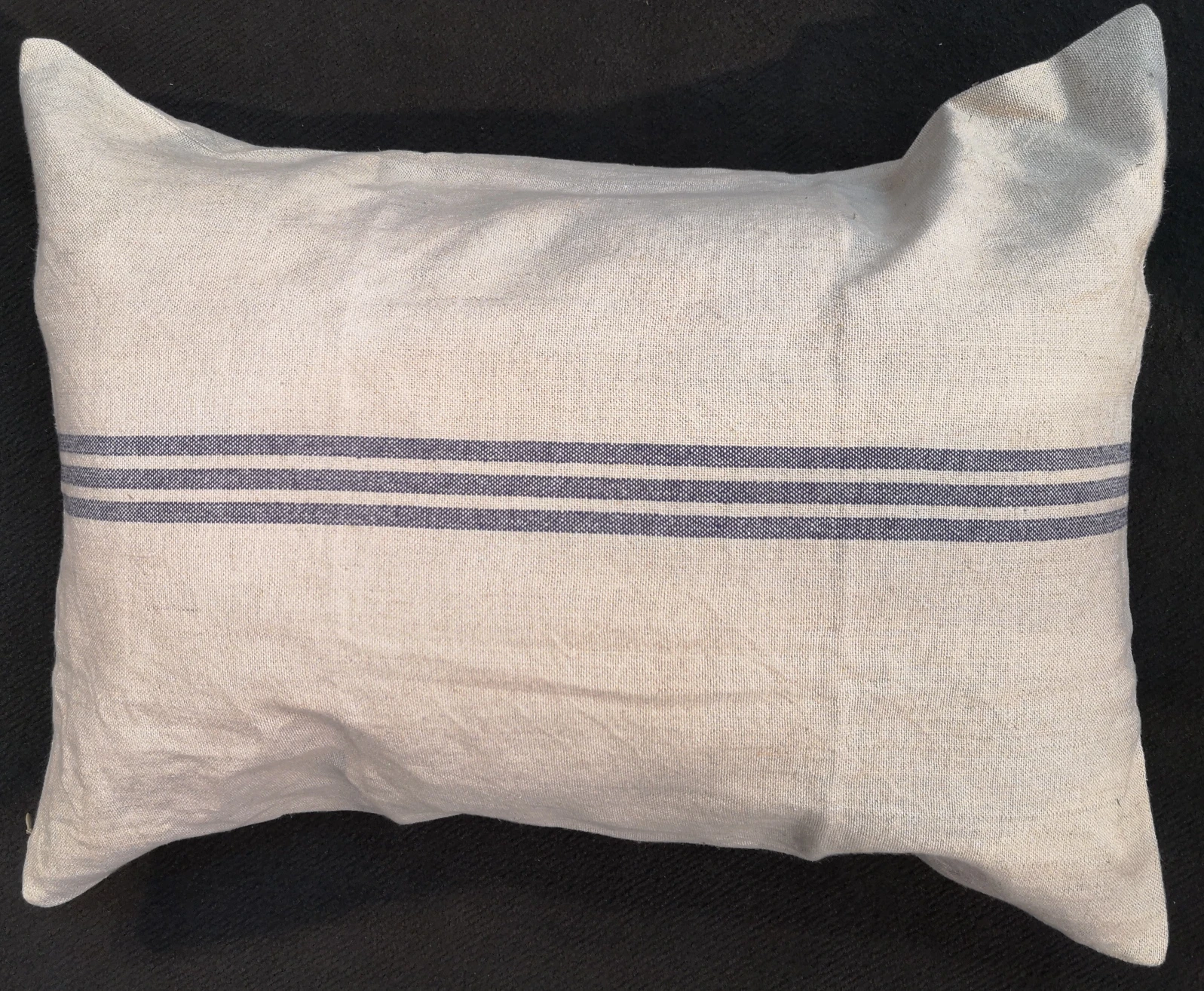 Vintage Linen Blue Stripe Cushion - Rectangle