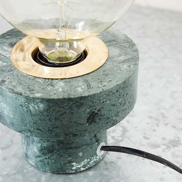 Mink Interiors Caprice Table Lamp - Solid Green Marble + Brass