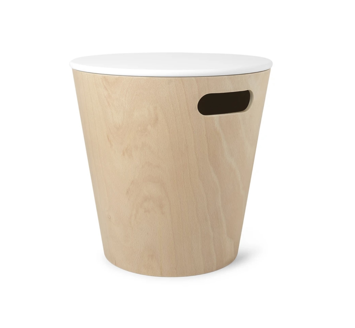 Umbra Woodrow Storage Stool In White and Natural Wood