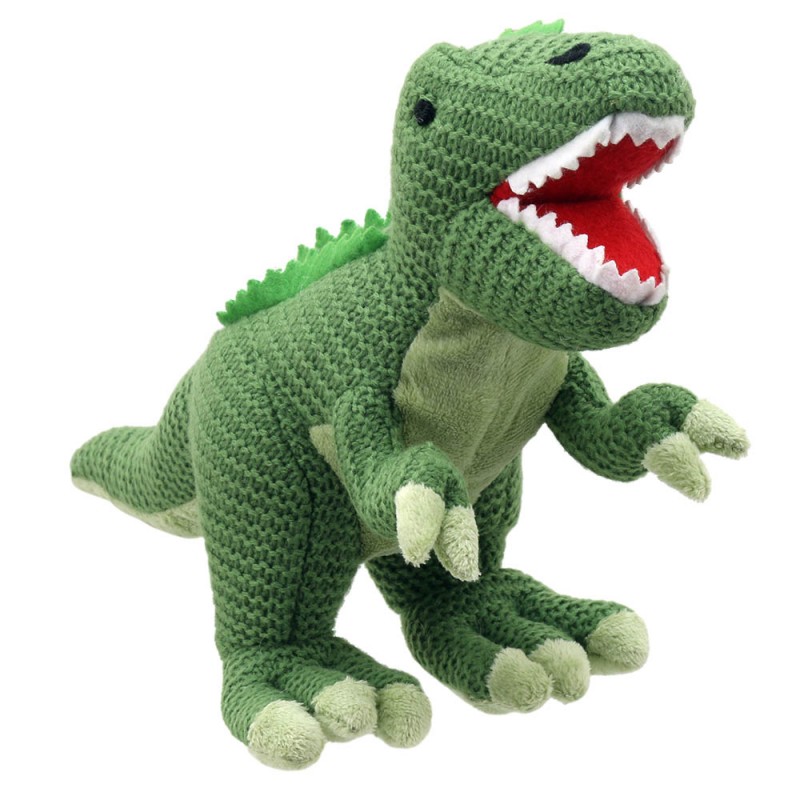 Wilberry Green Knitted T-Rex Soft Toy